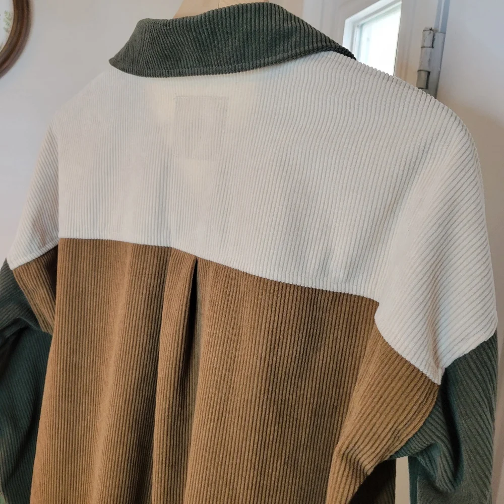 Altar'd State Color Block‎ Corduroy Snap Up Shacket, Size XS Oversized